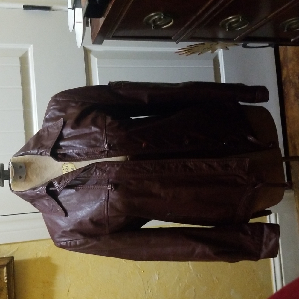 Maroon leather women's coat